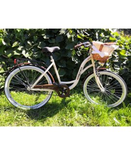 MATEO ECO RETRO BICYKEL 26"/28" KRÉMOVÝ 2022 + textilná výplň GRÁTIS