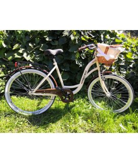 MATEO ECO RETRO BICYKEL 28" KRÉMOVÝ 2024 + textilná výplň GRÁTIS